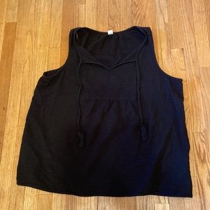 Old Navy Women's size XL Flowy Black Tank Top with front ties Cotton